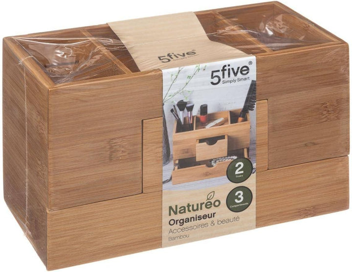 5 five simply smart 5five - organizer mit 2 schubladen und 3 fächern aus bambus
