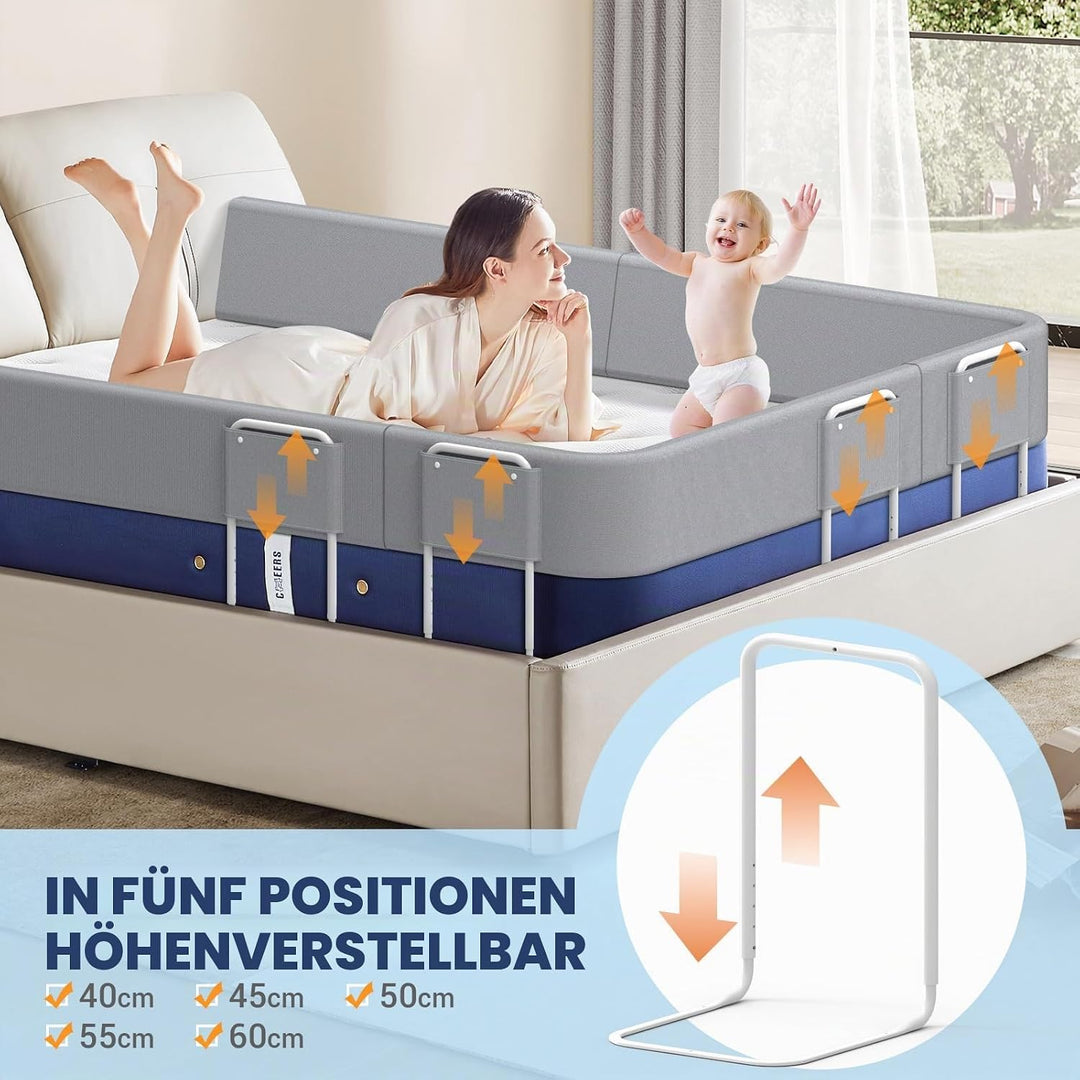 Kidsgigglz Bettgitter 100cm，Bettschutzgitter für Kinder，Rausfallschutz Bett，Baby Bettschutzgitter，Hö