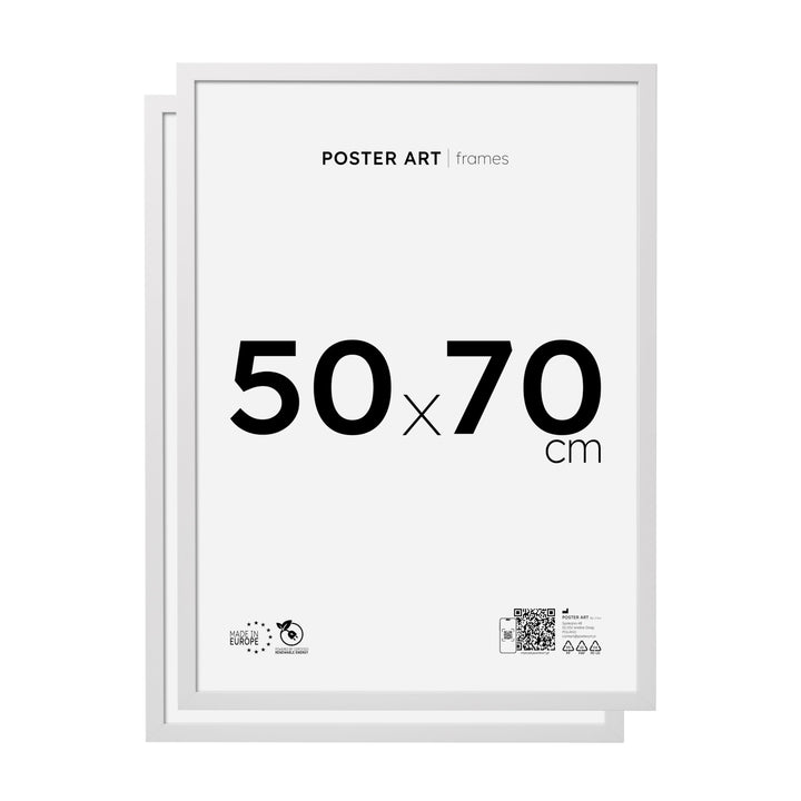 POSTER ART Bilderrahmen Set 2 Stück 50x70 cm Weiss San Diego | Zum Aufhängen aus MDF und Acrylglas |