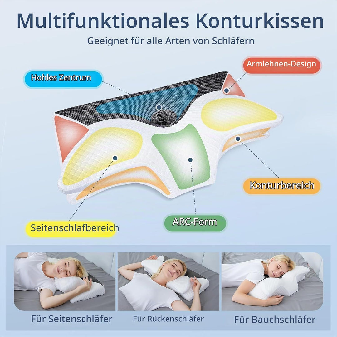 HOMCA Orthopädisches Kissen Memory Foam Nackenstützkissen für HWS Ergonomisches Kopfkissen für Rücke