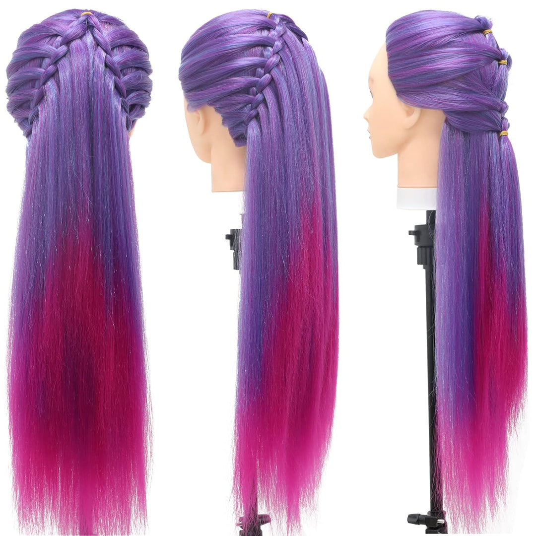 Trainingsköpfe, 28 inch Frisierkopf für Frisöre 100% Synthetikfaser-Haar Übungskopf,mit DIY Stricken