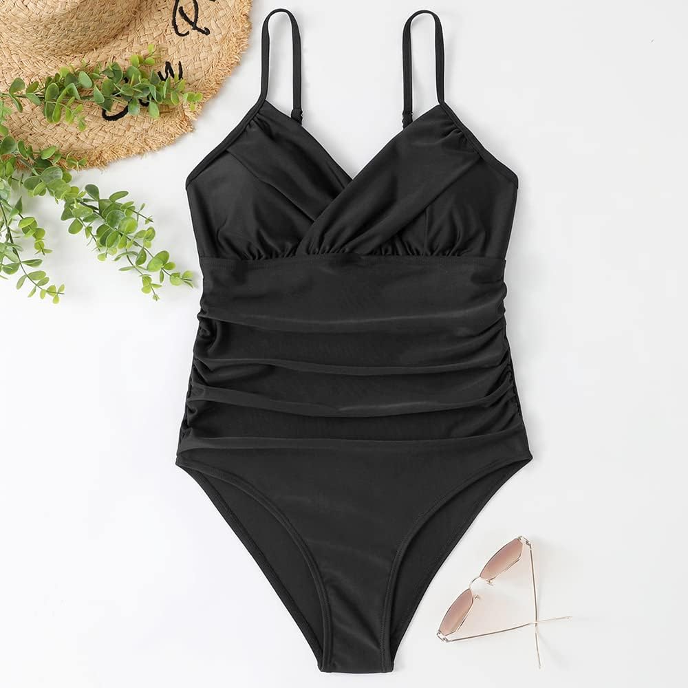 SUGSHYN Badeanzug Damen Sexy V Ausschnitt Schwimmanzug Bauchweg Bademode Push Up Swimming Suits Wome