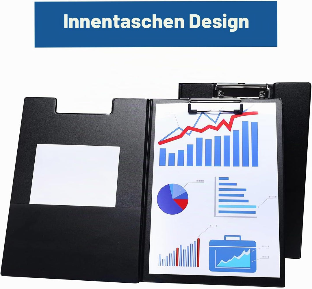 (5 Stück) Klemmbrett A4 mit Deckel, Schreibbrett Klemmbrett mit Metalklemme und Aufhängeose, Aufklap