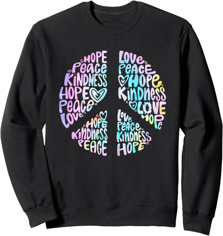 70s Hippie Costume Hope Love Kindness Tie Dye Peace Sweatshirt