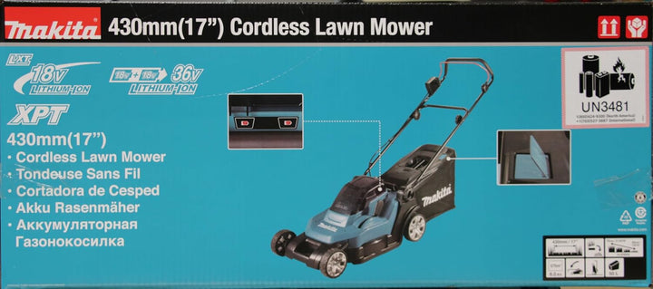 Makita DLM432PT2 Akku-Rasenmäher 2x18 V / 5,0 Ah, 2 Akkus + Doppelladegerät mit Akku und Ladegerät S