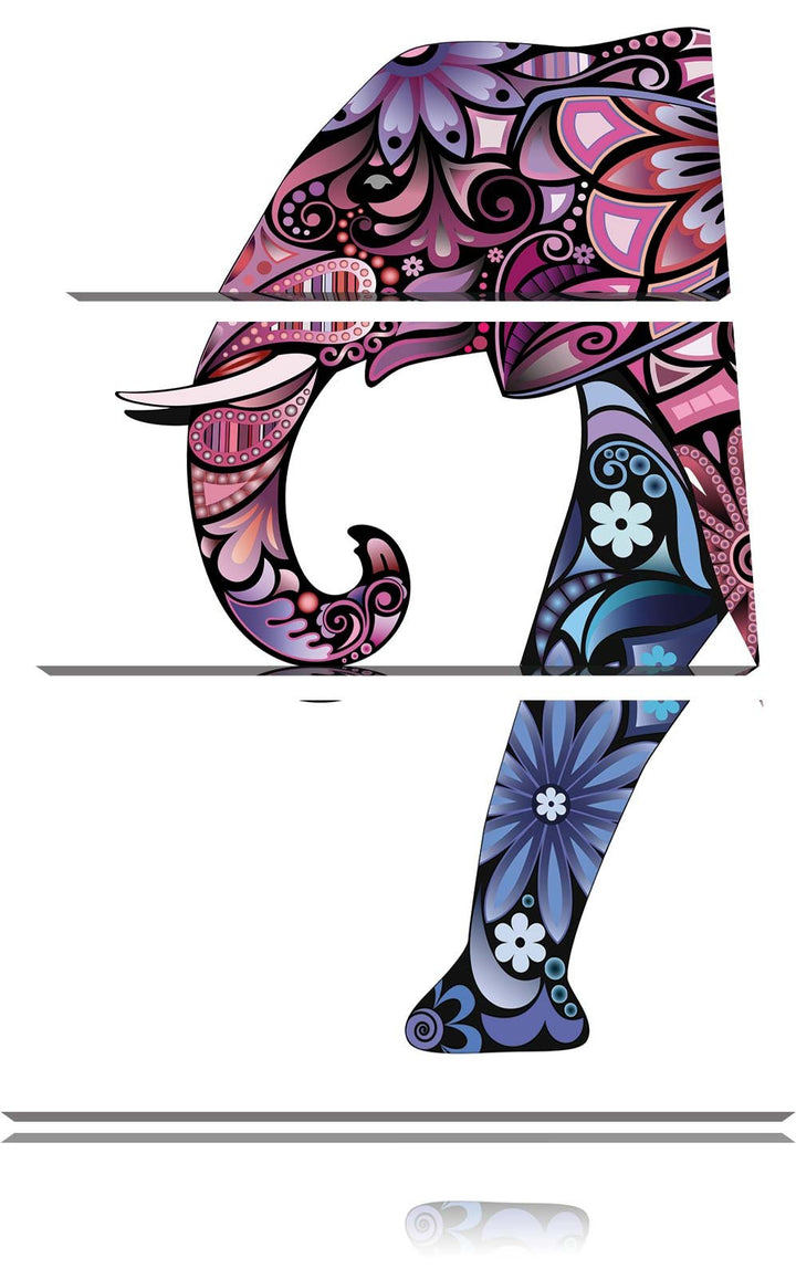 Pixxprint Elefant mit Ornamenten 3-Teiler Leinwandbild 120x80 Bild auf Leinwand