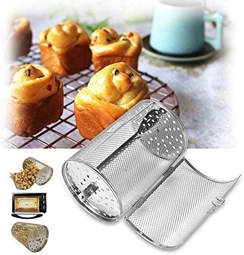 Edelstahl Rotisserie Grill Roaster Trommel Ofenkorb Backformen Ofen Braten Drehmuttern Bohnen Erdnus