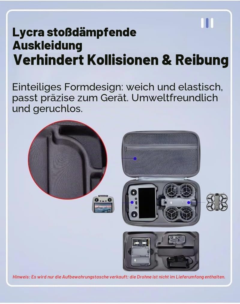 Tragetasche, kompatibel mit DJI Neo 2 Fly More Combo und RC 2 Fernbedienung, tragbare Reise-Schutz-U