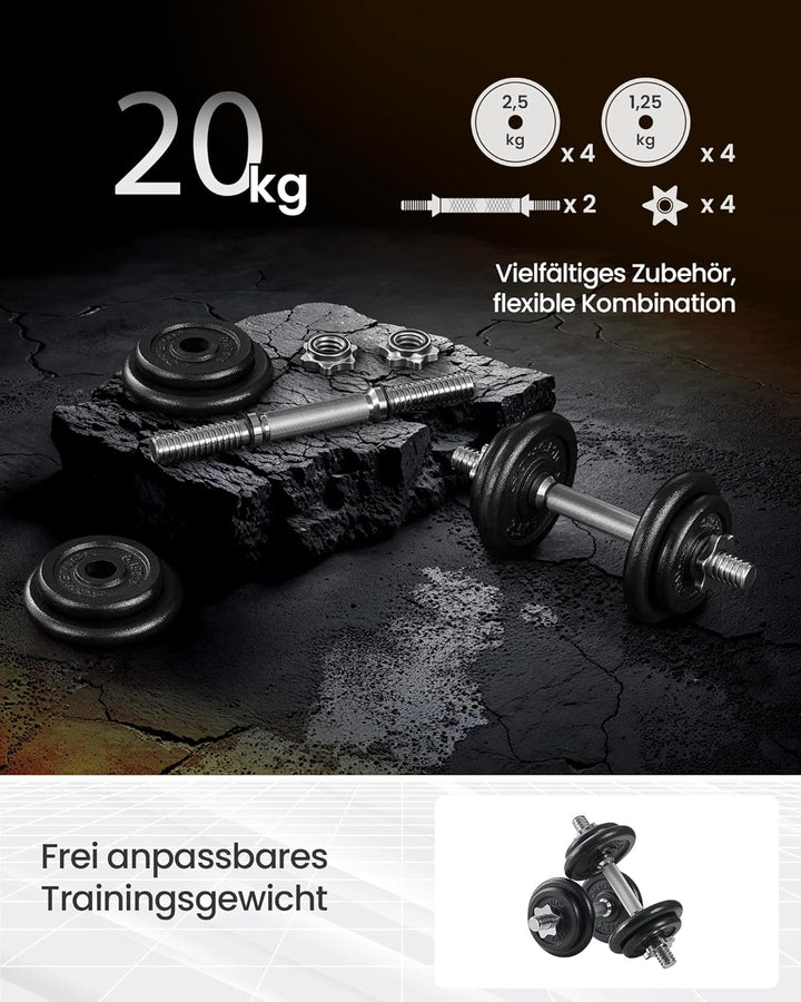 SONGMICS Hanteln, Hantelset aus Gusseisen, verstellbar, für Männer und Frauen, Workout, Fitnesstrain