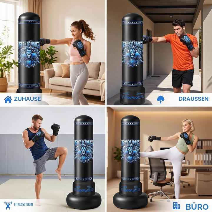 Boxsack Stehend Erwachsene 180cm Aufblasbarer Standboxsack blu, blu
