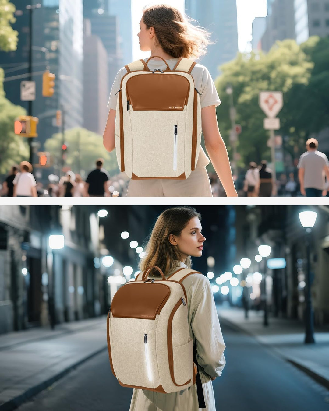 Ponhog Rucksack Damen, Gross Laptop Rucksack 17 Zoll, Reiserucksack mit Anti Diebstahl Computerfach,