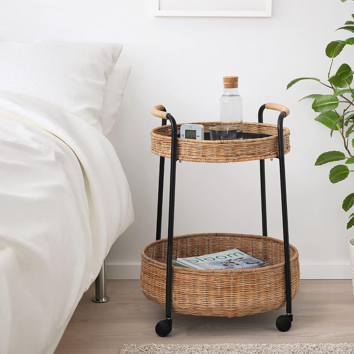 IKEA Lubban Rollwagen mit Stauraum, Rattan/Anthrazit
