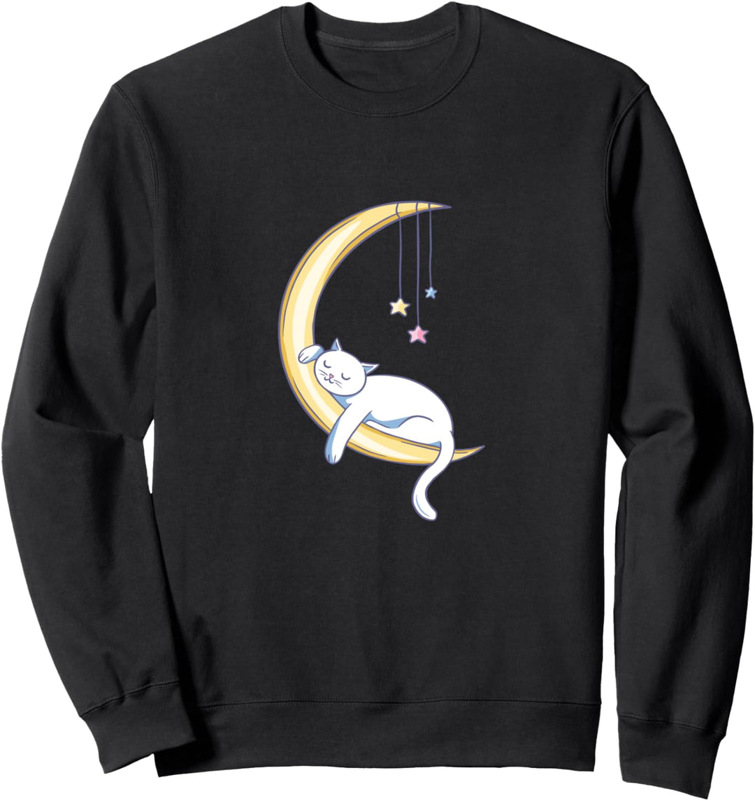 Schlafende Katze auf dem Mond für Cat Ladies Sweatshirt