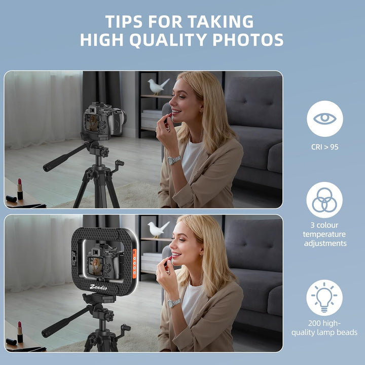 Zeadio Selfie-Ring-Videoleuchte, Smartphone Stabilisierungsgriff mit kraftvoller 20W LED, verstellba
