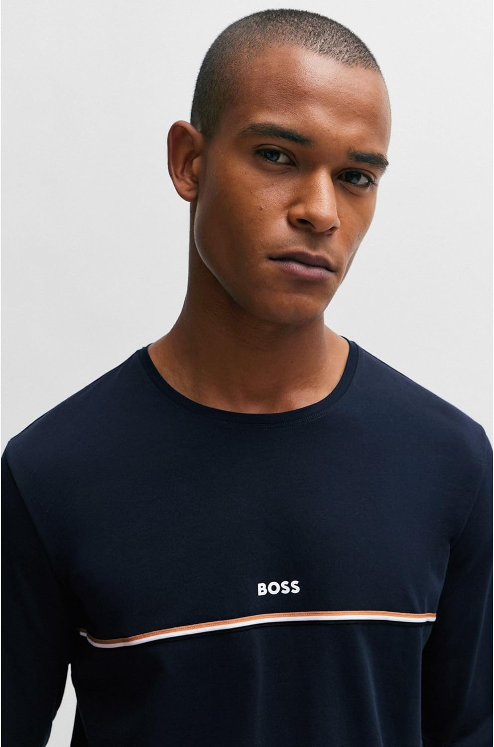 BOSS Herren Unique LS-Shirt Pyjama-Shirt aus Stretch-Baumwolle mit Signature-Streifen und Logo XL Da
