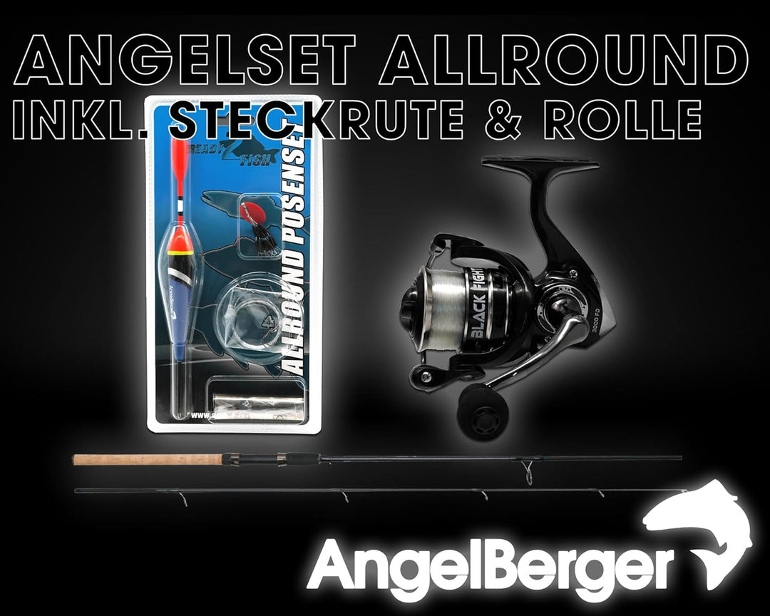 Angel-Berger Steck Angelset Rute Rolle mit Zubehör Angelset Allround