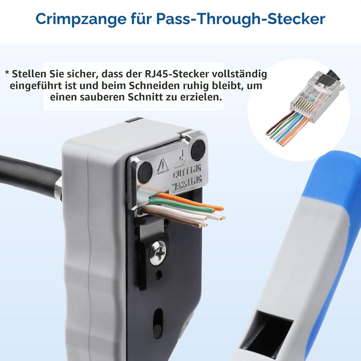 Cable Matters All-in-One RJ45 Crimpzange für geschirmte Pass-Through RJ45 Stecker - Cat8 Crimpwerkze