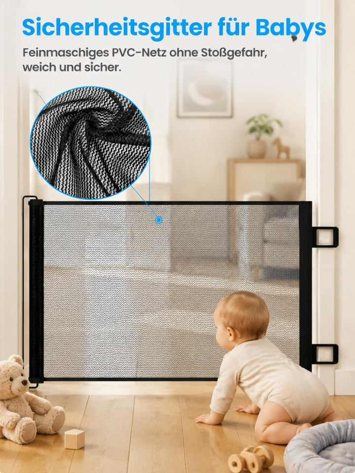 Treppenschutzgitter Türschutzgitter Ausziehbar für Babys Schwarz 0-150 cm Treppenschutzgitter Türsch