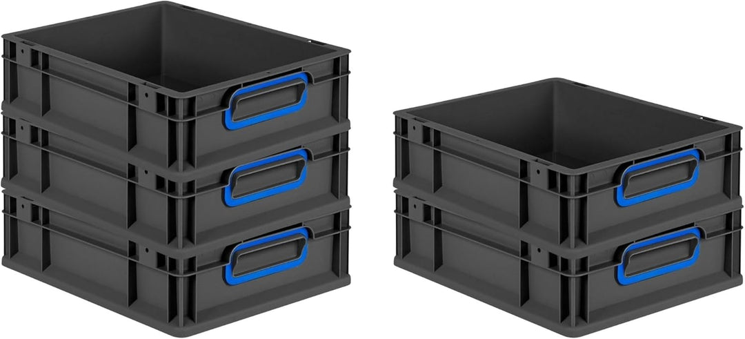 PROREGAL SparSet 5x Eurobox NextGen Color | HxBxT 12x30x40cm | 11 Liter | Griffe blau geschlossen |