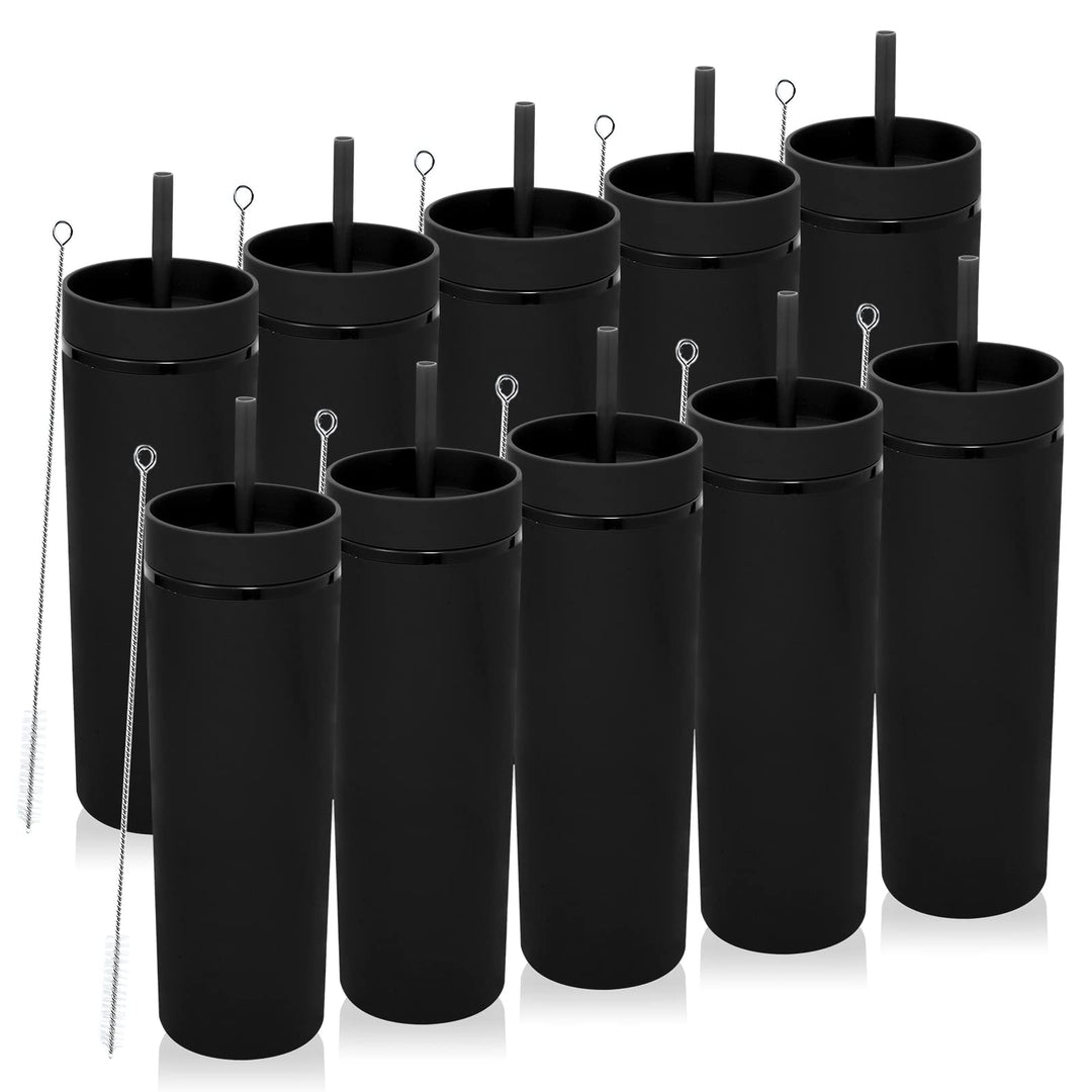 Volhoply 600 ml Trinkbecher mit Deckel und Strohhalm Zehnerpack,20oz Doppelwandiger Wiederverwendbar