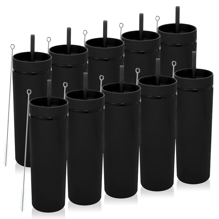Volhoply 600 ml Trinkbecher mit Deckel und Strohhalm Zehnerpack,20oz Doppelwandiger Wiederverwendbar