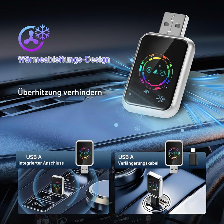 4 in 1 CarPlay Wireless Adapter, Kabelgebunden zu Kabellos für CarPlay &amp; Android Auto, mit MirrorLin