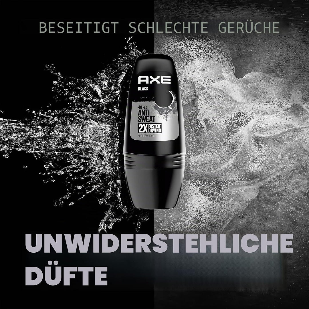 Axe Deodorant für Herren, Roll-On Schwarz, 50 ml, 6 Stück, Schwarz