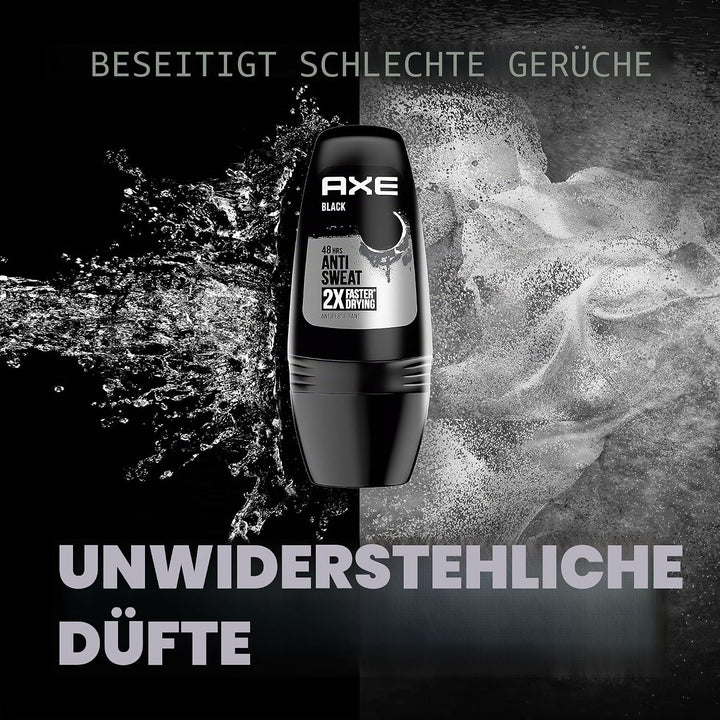 Axe Deodorant für Herren, Roll-On Schwarz, 50 ml, 6 Stück, Schwarz