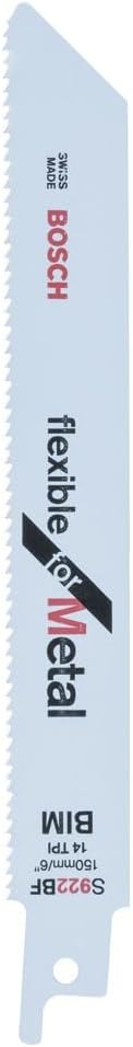 Bosch Professional 100 Stück Säbelsägeblatt S 922 BF Flexible for Metal (für Metall, 150 x 19 x 0,9