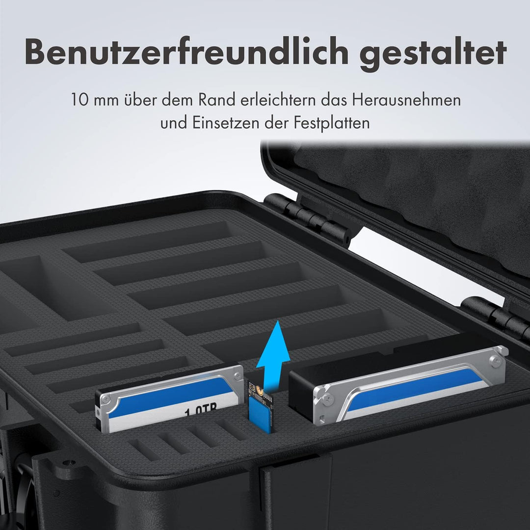 GRAUGEAR | Schutzkoffer für Festplatten | 3,5“ & 2,5“ & M.2 HDD/SSDs | Festplatten-Koffer bis zu 19