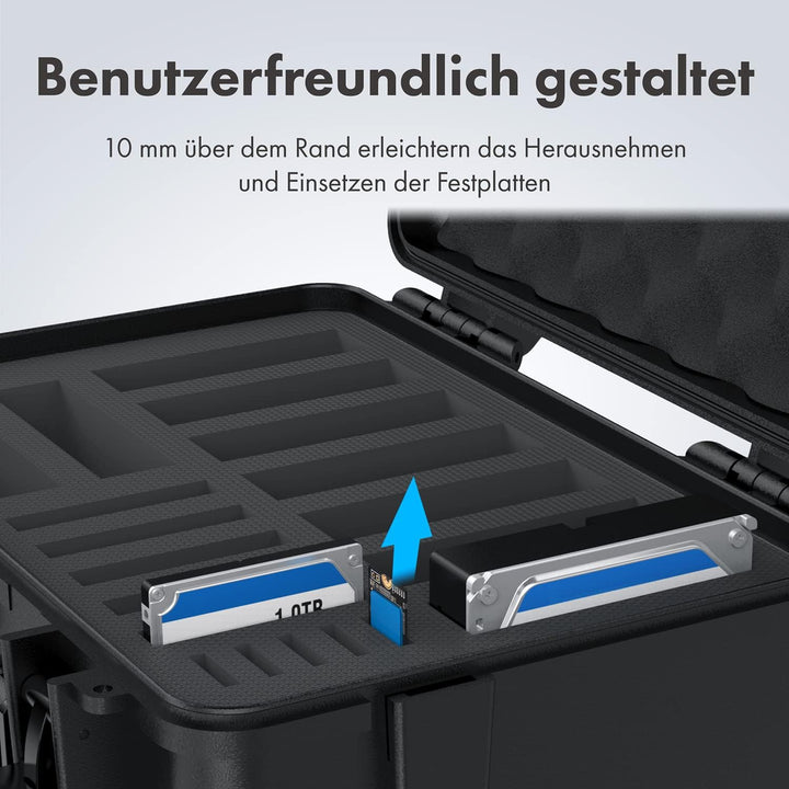 GRAUGEAR | Schutzkoffer für Festplatten | 3,5“ & 2,5“ & M.2 HDD/SSDs | Festplatten-Koffer bis zu 19