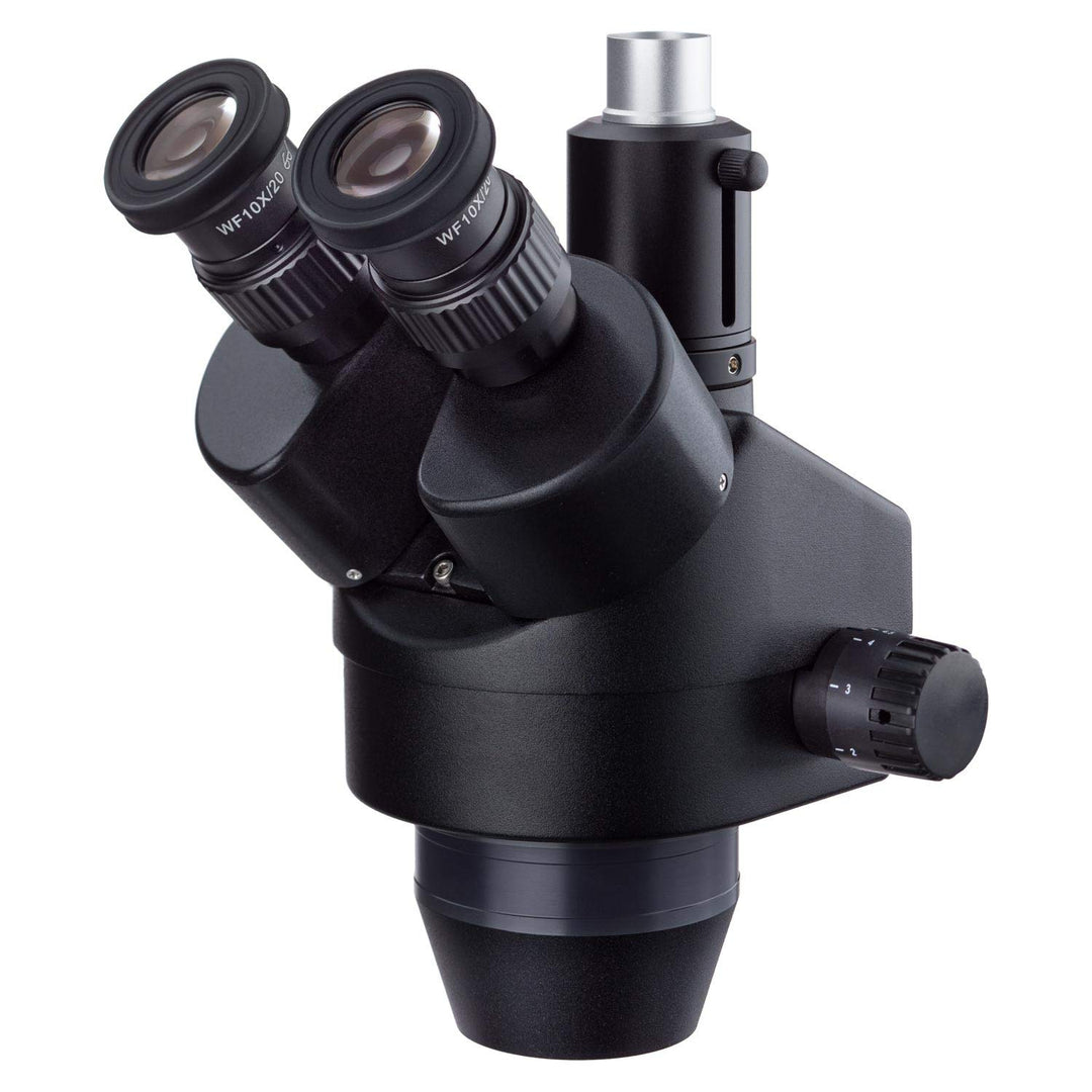 AmScope SM745T-B Trinokulareser Zoom-Stereomikroskopkopf mit Schwarzer Oberfläche, 7X-45X