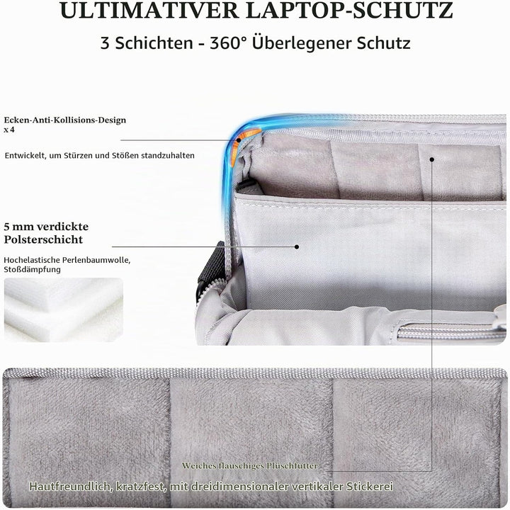 Timeet Laptoptasche 17 Zoll mit Abnehmbarem Schultergurt 360°-Schutz 17 3 Zoll Laptop Tasche Arbeits