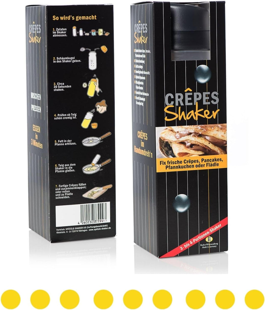 Pfannkuchen-Shaker (ANTHRAZIT) für 4 Portionen (875ml) Pfannkuchenteig mit Rezeptaufdruck für Pfannk