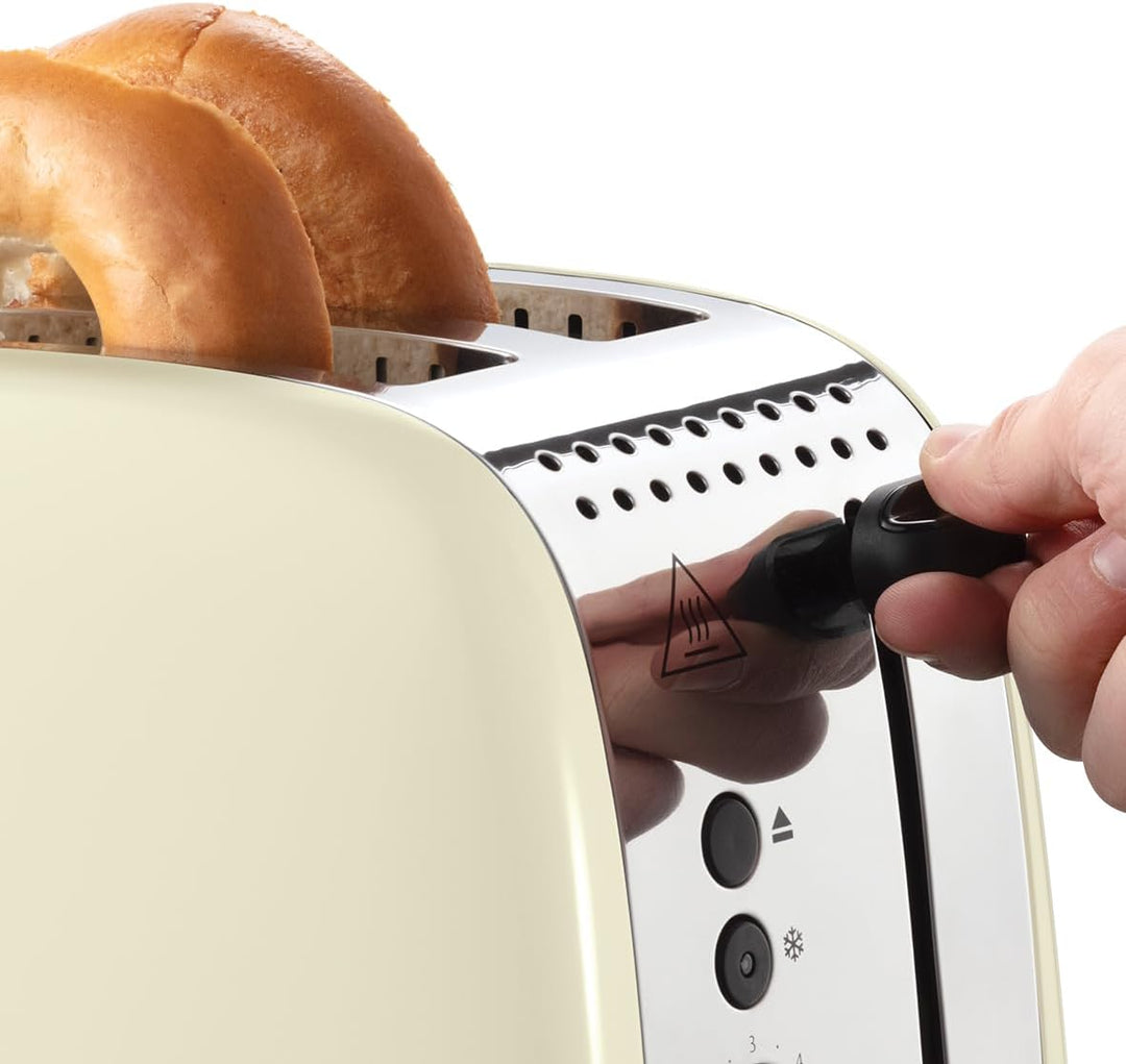 Russell Hobbs Toaster [für 2 Scheiben] Colours Plus Edelstahl Creme (extra breite Toastschlitze, ink