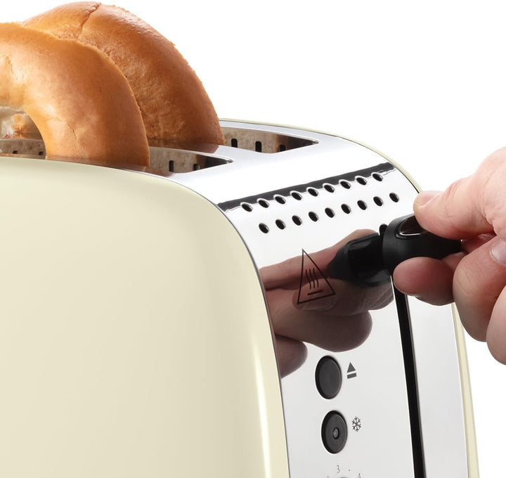 Russell Hobbs Toaster [für 2 Scheiben] Colours Plus Edelstahl Creme (extra breite Toastschlitze, ink