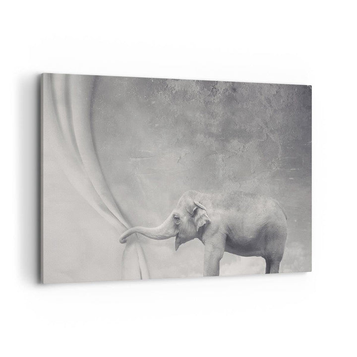 Bilder auf Leinwand 100x70cm Leinwandbild Elefant Vorhang Abstraktion Phantasie Gross Wanddeko Bild