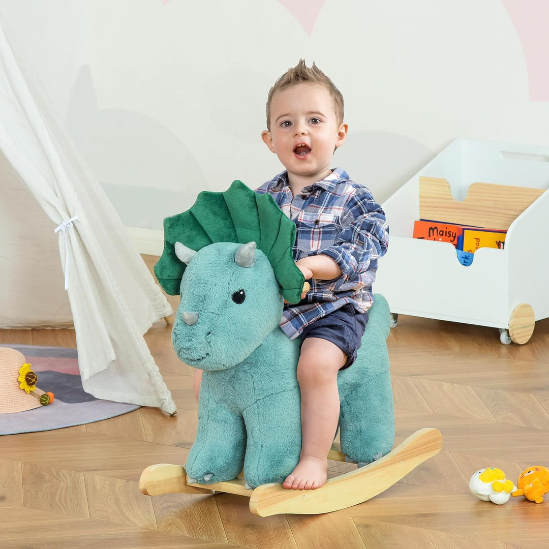 HOMCOM Kinder Schaukel Schaukeltier Schaukelpferd Dunkelgrün 64 x 30 x 54 cm Dunkelgrün 64L x 30B x
