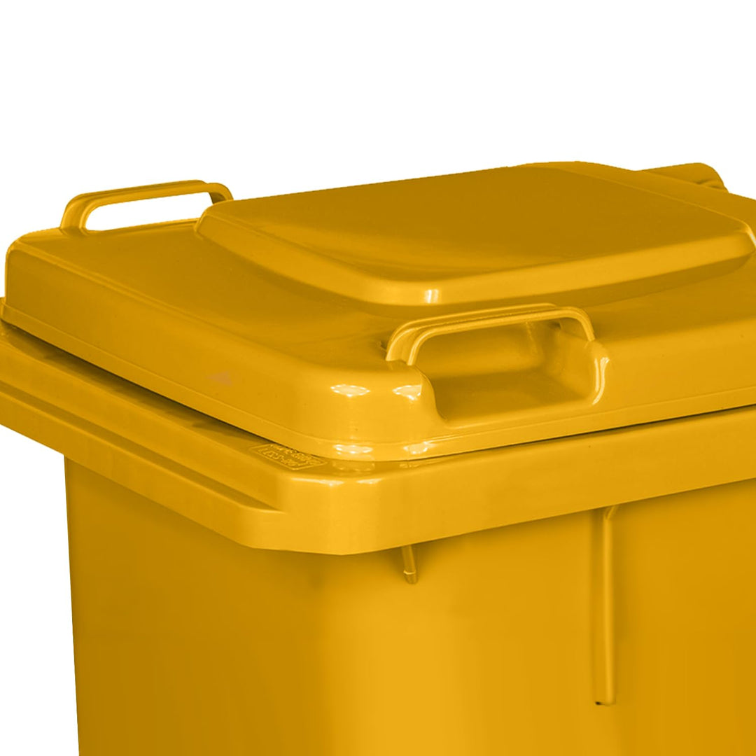 Jestic Mülltonne 120 Liter gelb mit Gummirädern, für Mülltrennung, Recycling innen aussen, EN840, ge