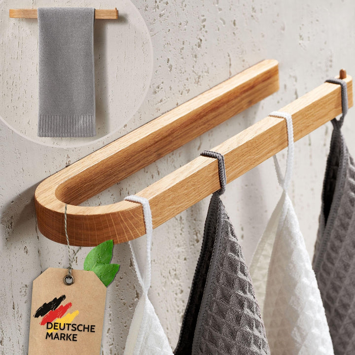 DEKAZIA® Handtuchhalter Holz Wand | Handtuchhalter ohne Bohren Holz | Handtuchstange aus nachhaltige