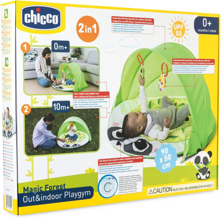 Chicco Spielmatte Magic Forest, Baby Aktivitätendecke mit weicher Panda-Matte, klappbares und abnehm