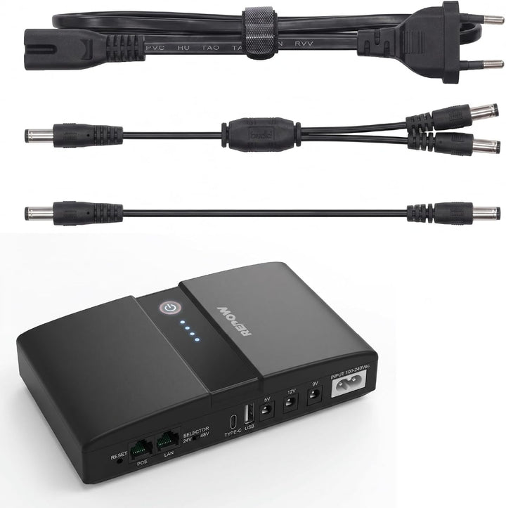 REPOW Mini USV DC 36W, PoE 24V/48V, Akku 20000mAh, Type-C USB, Router