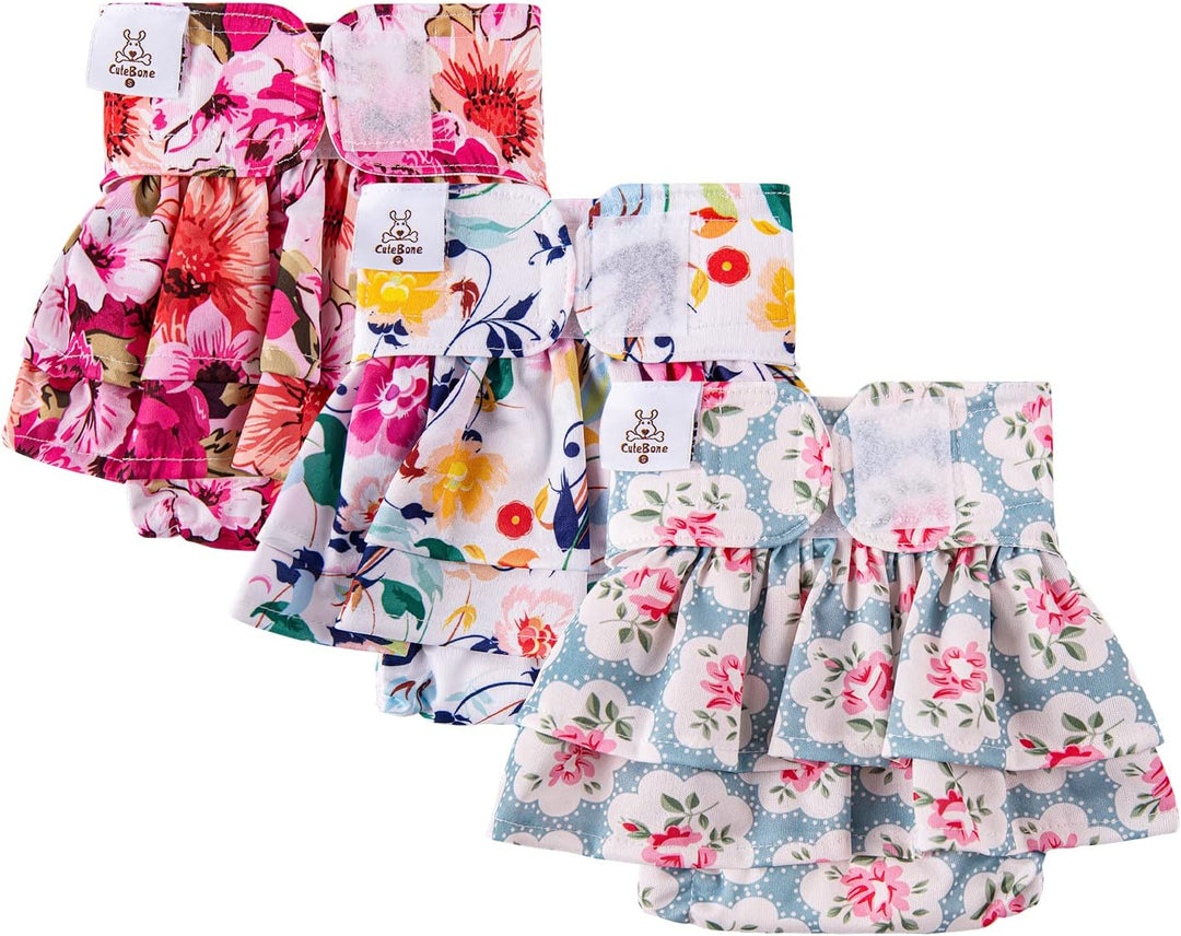 CuteBone 3 Stück Wiederverwendbare Hundewindeln, Hochsaugfähige, waschbare und umweltfreundliche Dam