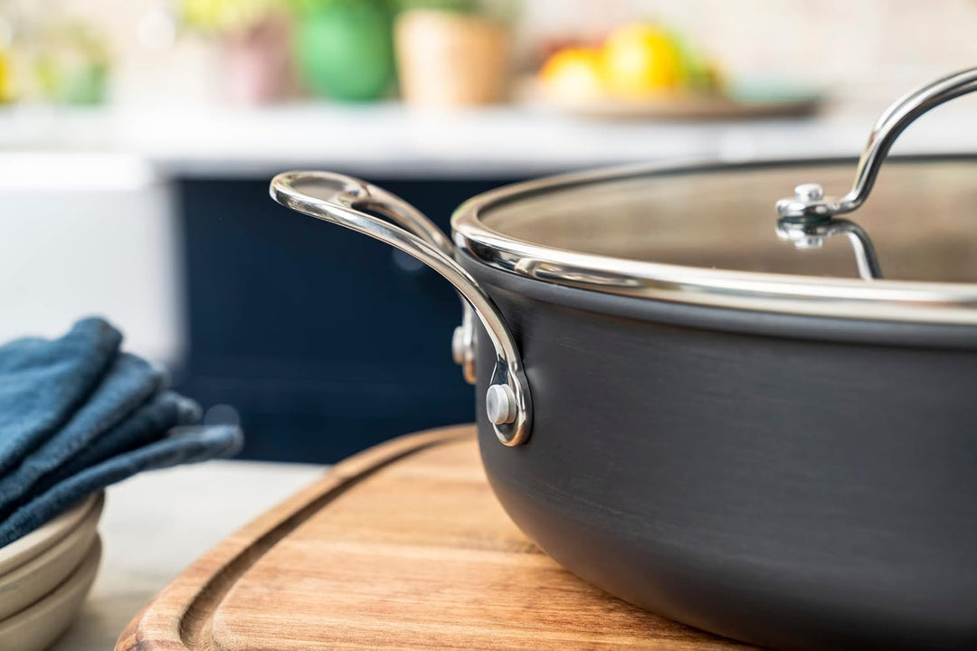 Tefal H9129943 Flache Pfanne, 30 cm, Jamie Oliver, harteloxiert, Aluminium, 5,4 Liter, Schwarz, 30 c