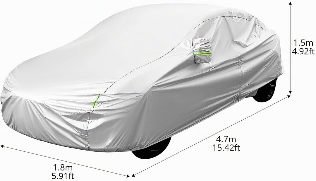 QWORK® Autoabdeckung, 470x180x150cm Aussen- Anti-Kratz-, UV-Schutz &amp; wasserdichte Fahrzeugabdeckung,
