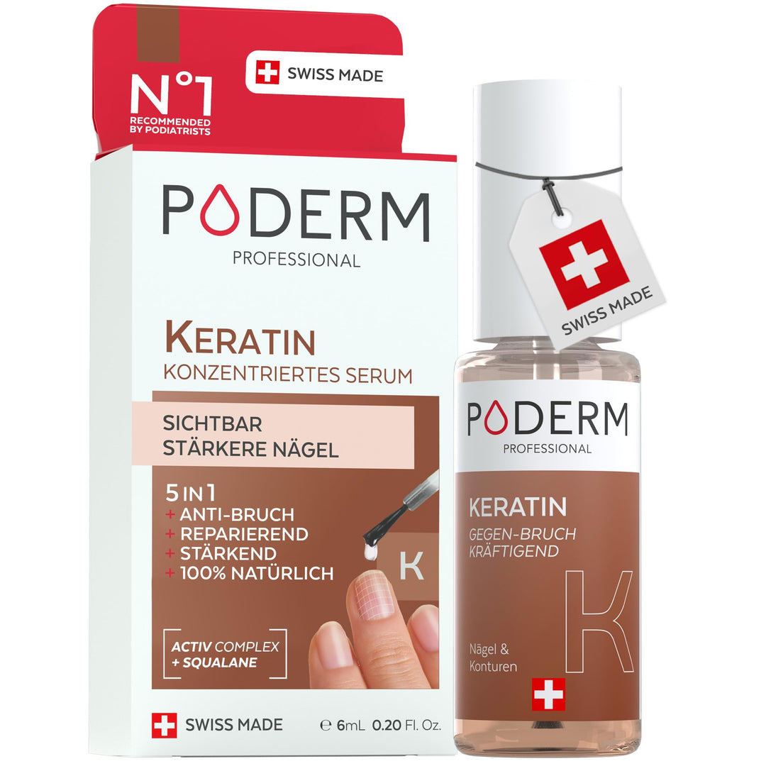 Poderm 5 in 1 Nagel Booster Serum - Keratin | Vorbeugende Anti-Bruch Pflege & Härter zur Stärkung de