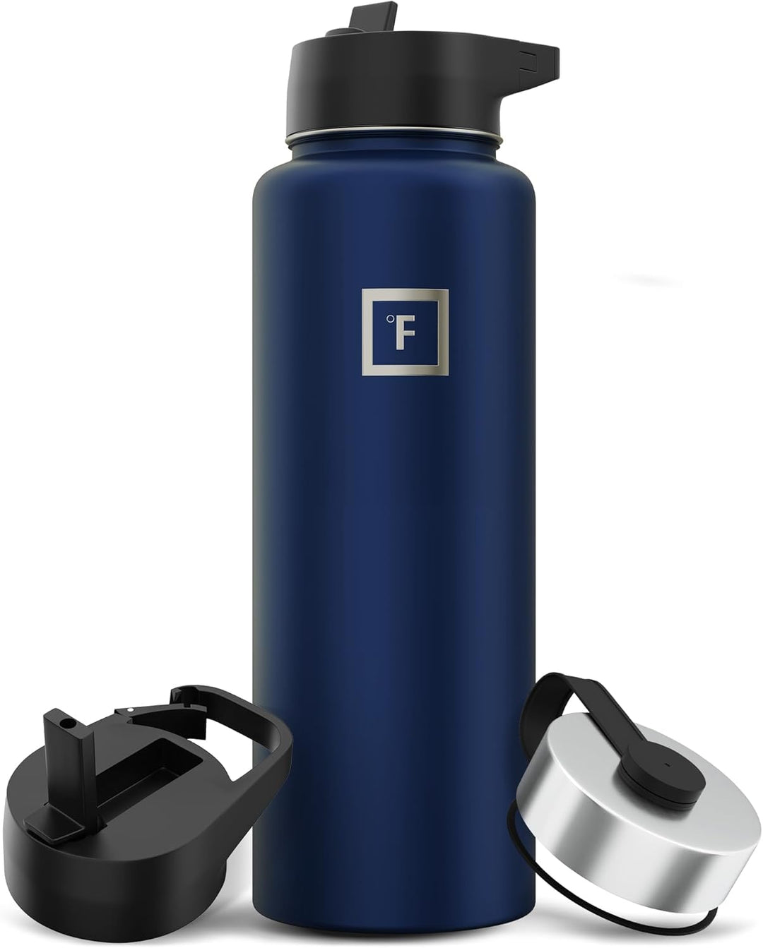 IRON °FLASK Sportwasserflasche, 3 Deckel (Stroh Deckel), Vakuumisolierte Edelstahl, Warm[Twilight-Bl