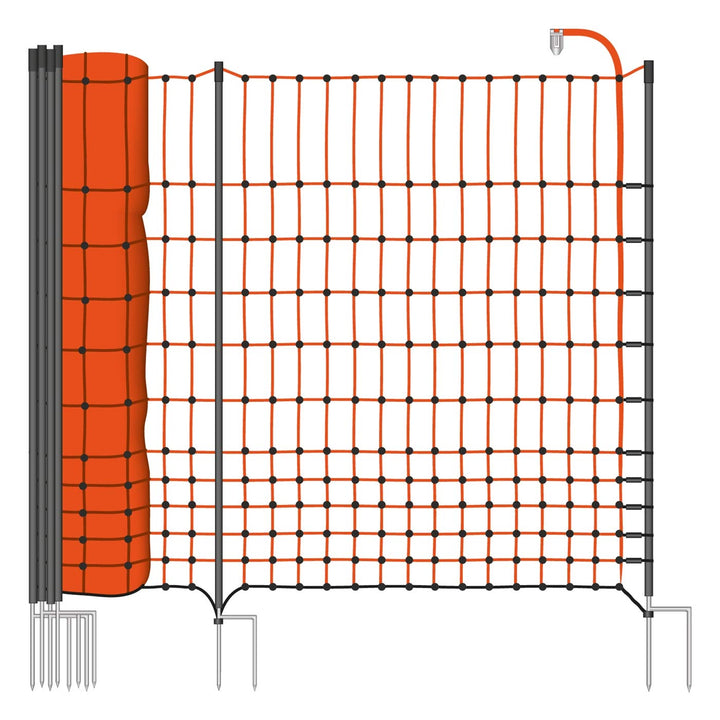 VOSS.farming 50 m Premium Hühnerzaun, Geflügelzaun/-Netz, 112 cm, 20 Pfähle, 2 Spitzen