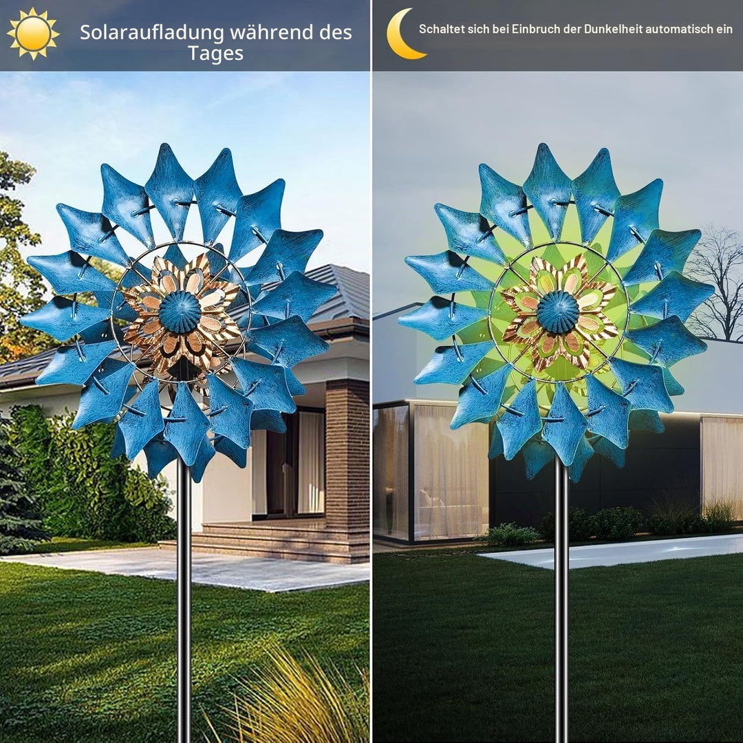 Solare Metall-Windspinner für Aussenbereich, Gartendekoration Durchmesser ca. 8 Zoll, Höhe ca. 12 Zo
