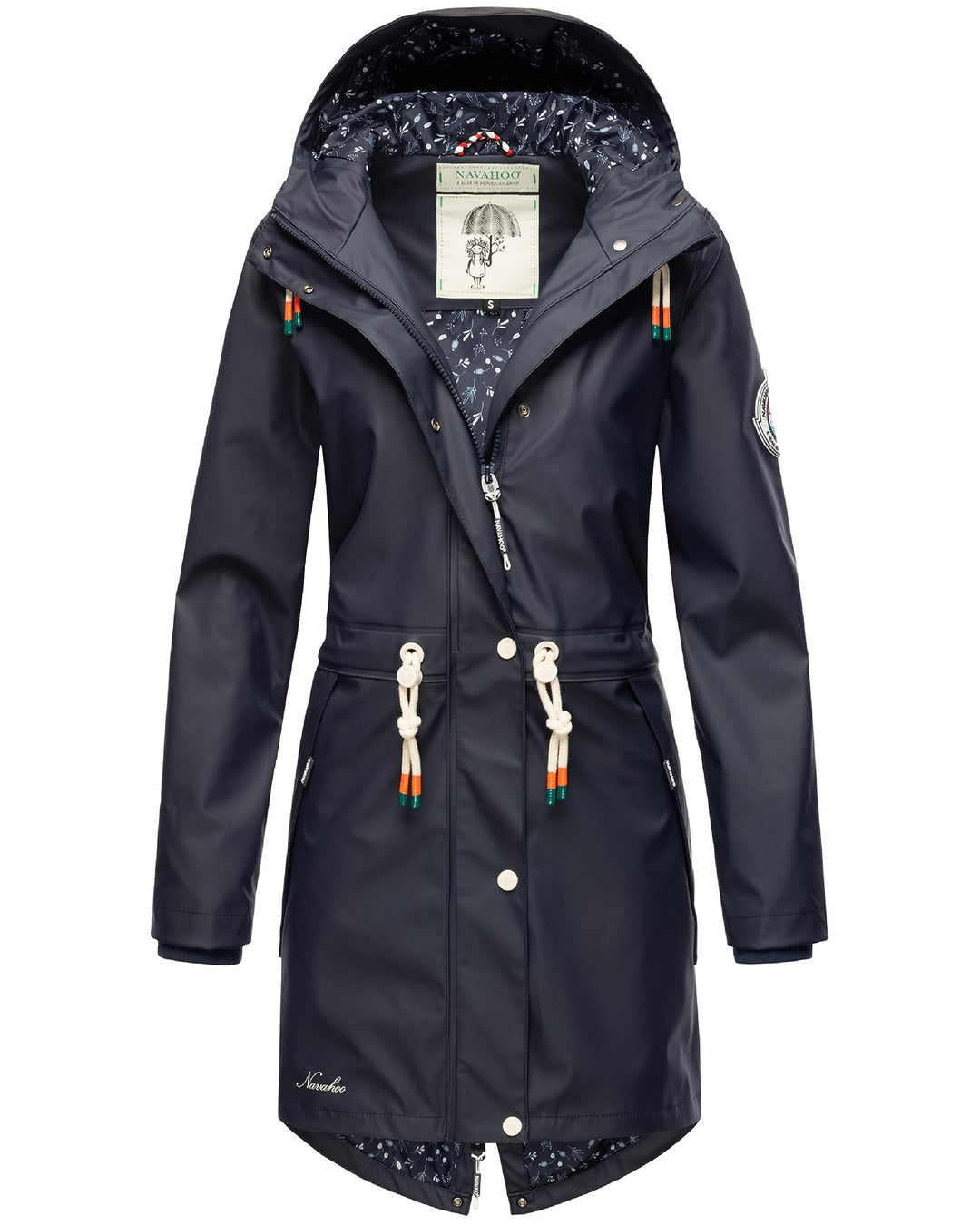 Navahoo Damen Übergangsjacke Regenmantel wasserdicht lang mit Kapuze Tropical Stormoo XS-3XL XS Navy